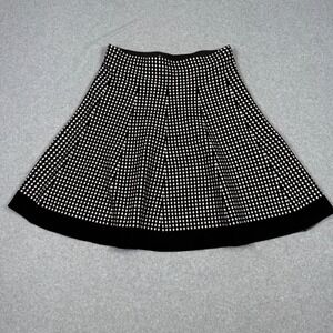 Essentials Sioni Retro 60s Women Black White Diamond Knit A-Line Skirt Large New